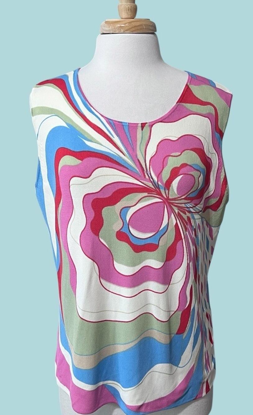 Designer Originals 90s Psychedelic Iride Swirl Sweater Tank Top XL